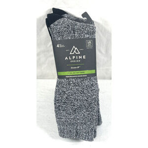 Alpine Design Men’s LG 9-12 Performance Hiking Crew Socks 4-Pack Multicolor NWT